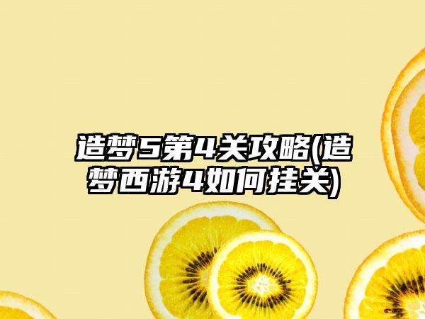 造梦5第4关攻略(造梦西游4如何挂关)